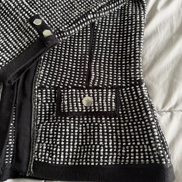 White House Black Market Textured Knit Open Front Jacket Black White Size S - Picture 12 of 16